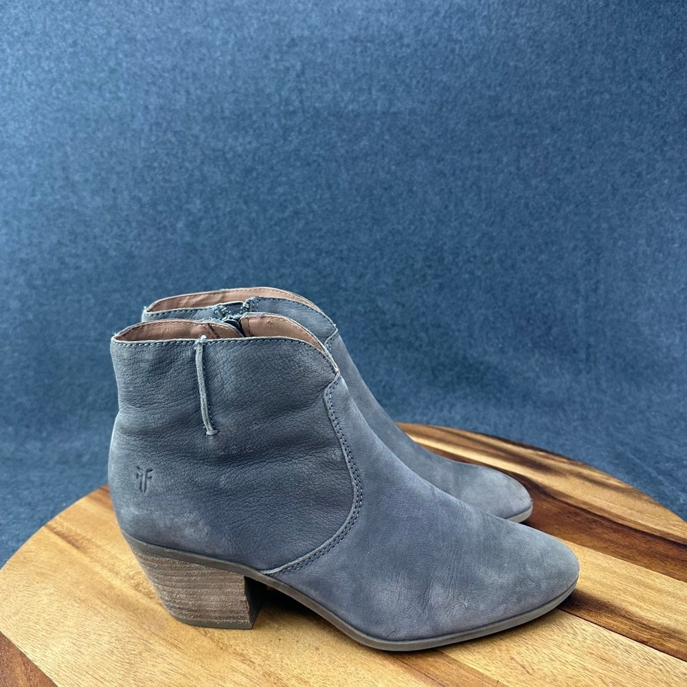 Frye Jennifer Grey Leather Ankle Boots Pointed Toe Side Zip 7.5M 3471731-JEA